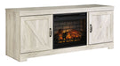 Bellaby - 63" TV Stand With Faux Firebrick Fireplace Insert - Whitewash – Fireplace TV Stands by Signature Design by Ashley® at Furniture Wholesale Plus , Nashville furniture store