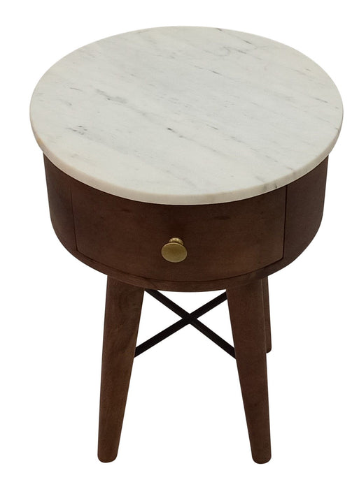 Bangalore - White Marble Top Round End Table - White – End Tables by Steve Silver Furniture at Furniture Wholesale Plus , Nashville furniture store