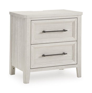 Darbonton - Two Drawer Night Stand - Dove White – Nightstands w/ Charging Stations by Signature Design by Ashley® at Furniture Wholesale Plus , Nashville furniture store