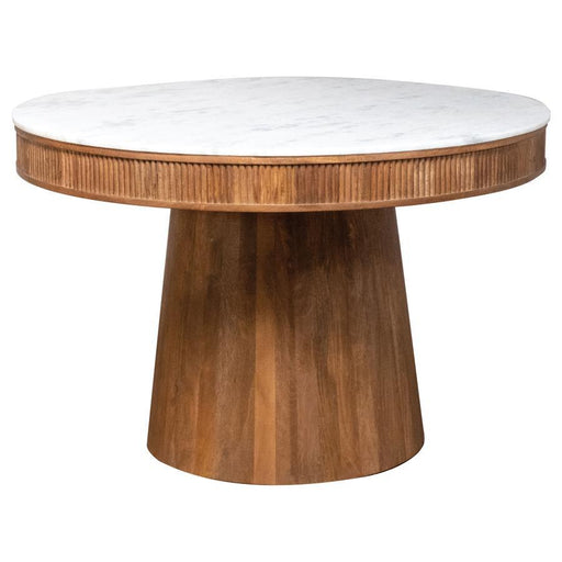 Ortega - Round Marble Top Wood Dining Table - Natural - Premium Dining Tables from CoasterElevations - Just $1089! Shop now at Furniture Wholesale Plus  We are the best furniture store in Nashville, Hendersonville, Goodlettsville, Madison, Antioch, Mount Juliet, Lebanon, Gallatin, Springfield, Murfreesboro, Franklin, Brentwood