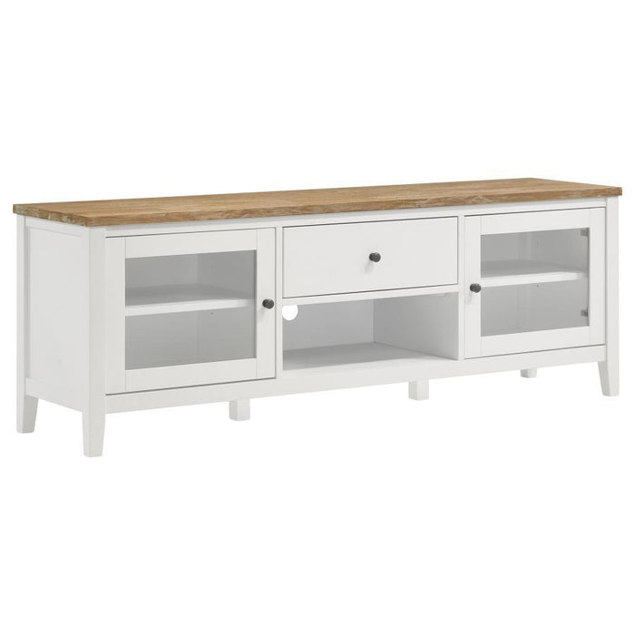 Hollis - 2 Door Wood TV Stand With Drawer - Brown And White – TV Stands by Coaster Fine Furniture at Furniture Wholesale Plus , Nashville furniture store
