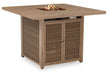 Walton Bridge - 5 Pc. - Square Bar Table W/Fire Pit, 4 Barstools - Driftwood – 5 Piece Outdoor Sets by Signature Design by Ashley® at Furniture Wholesale Plus , Nashville furniture store