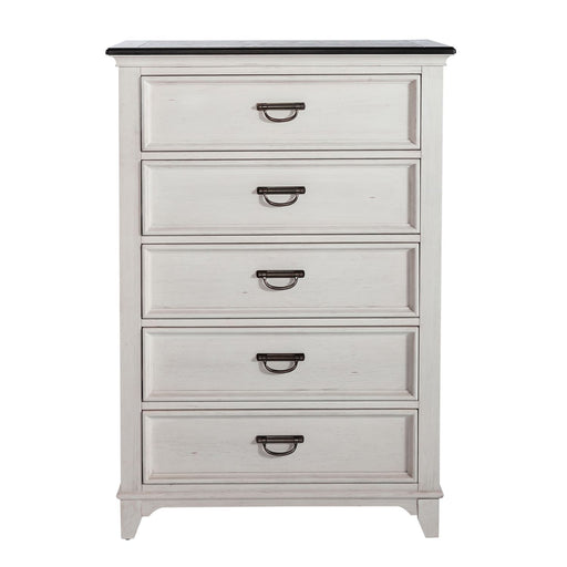 Allyson Park - 5 Drawer Chest - Wirebrushed White / Charcoal – Accent Chests by Liberty Furniture at Furniture Wholesale Plus , Nashville furniture store