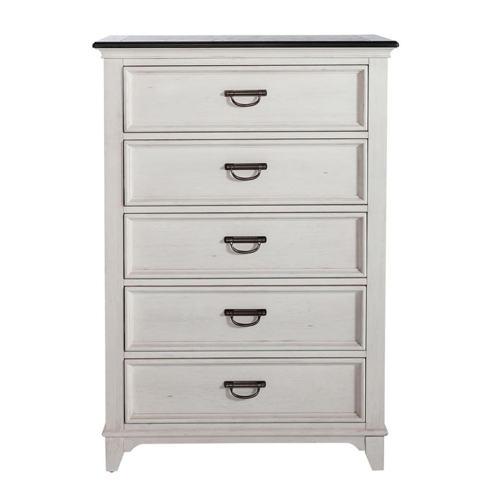 Allyson Park - 5 Drawer Chest - Wirebrushed White / Charcoal – Accent Chests by Liberty Furniture at Furniture Wholesale Plus , Nashville furniture store