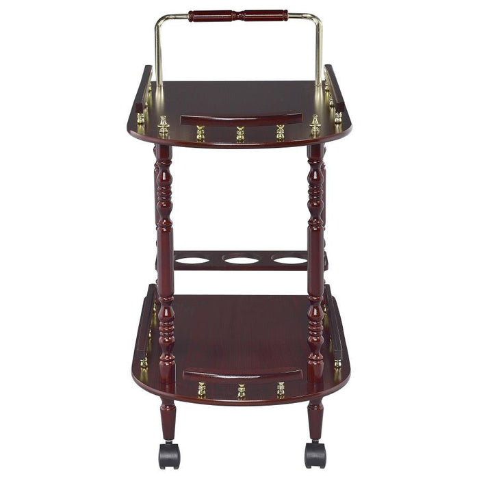 Palmer - 2-Tier Rectangular Wood Bar Cart - Merlot - Premium Bar Carts from CoasterEveryday - Just $89! Shop now at Furniture Wholesale Plus  We are the best furniture store in Nashville, Hendersonville, Goodlettsville, Madison, Antioch, Mount Juliet, Lebanon, Gallatin, Springfield, Murfreesboro, Franklin, Brentwood