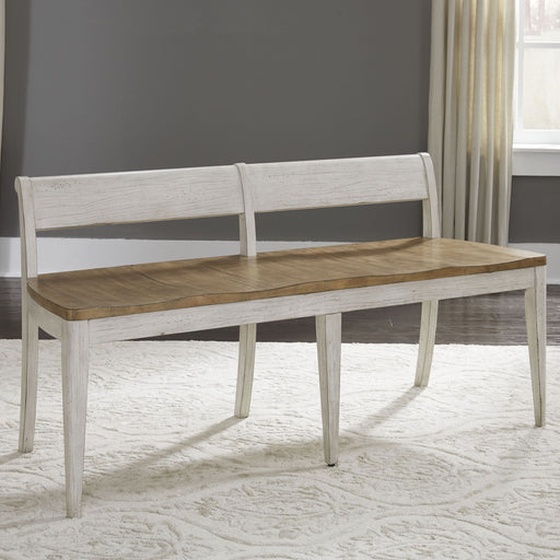 Farmhouse Reimagined - Bench - Antique White / Chestnut Tops – Dining Benches by Liberty Furniture at Furniture Wholesale Plus , Nashville furniture store