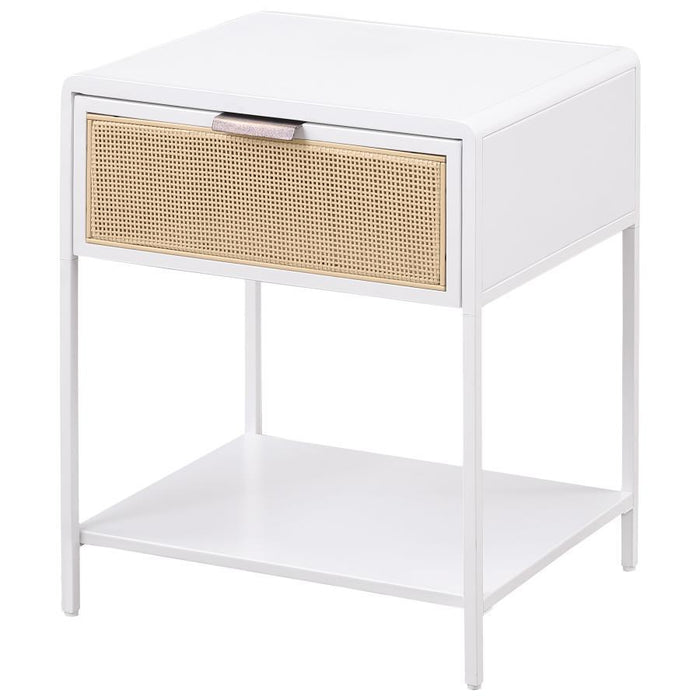 Amherst - 1-Drawer Radio Weave Rattan Metal Side Table – Side Tables by Coaster Fine Furniture at Furniture Wholesale Plus , Nashville furniture store