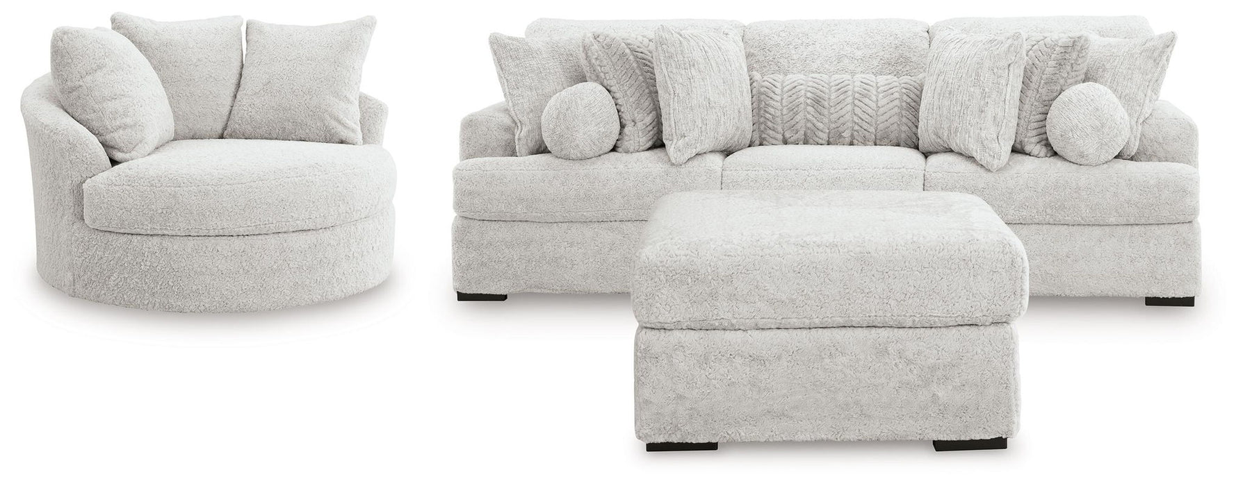 Cuddle Plush - 3 Pc. - 3-Piece Sectional, Chair And Ottoman - Arctic – 3 Piece Living Room Sets by Signature Design by Ashley® at Furniture Wholesale Plus , Nashville furniture store