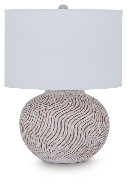 Vien - Terracotta Table Lamp - Distressed White – Table Lamps by Signature Design by Ashley® at Furniture Wholesale Plus , Nashville furniture store