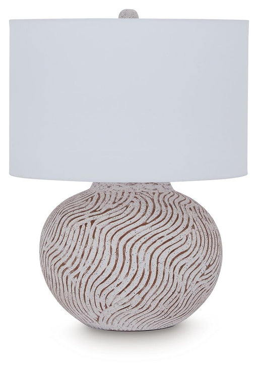 Vien - Terracotta Table Lamp - Distressed White – Table Lamps by Signature Design by Ashley® at Furniture Wholesale Plus , Nashville furniture store