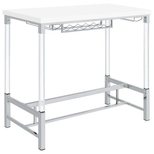 Norcrest - Acrylic Leg Bar Table - White High Gloss – Bar Tables by Coaster Fine Furniture at Furniture Wholesale Plus , Nashville furniture store