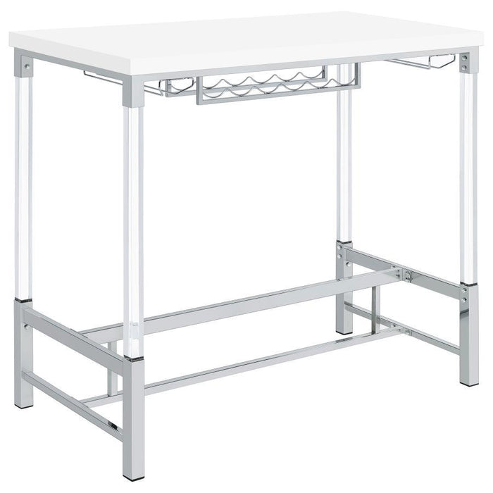 Norcrest - Acrylic Leg Bar Table - White High Gloss – Bar Tables by Coaster Fine Furniture at Furniture Wholesale Plus , Nashville furniture store