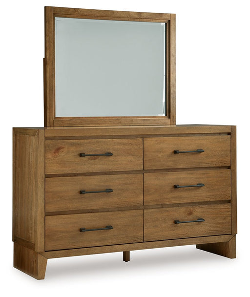 Sherbana - Light Brown - Dresser And Mirror - Premium Dresser & Mirror from Signature Design by Ashley® - Just $988! Shop now at Furniture Wholesale Plus  We are the best furniture store in Nashville, Hendersonville, Goodlettsville, Madison, Antioch, Mount Juliet, Lebanon, Gallatin, Springfield, Murfreesboro, Franklin, Brentwood