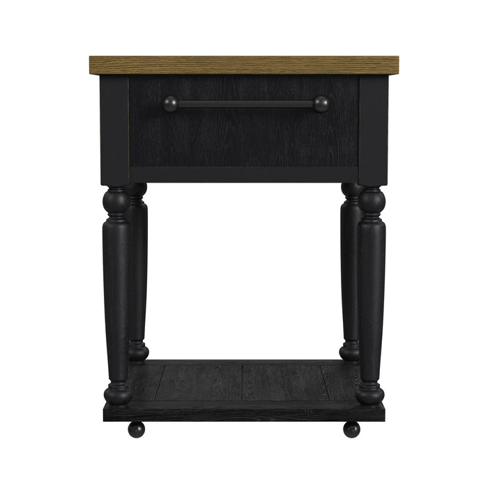 Heritage - Chopping Block Island With Casters - Oak Brown And Black – Islands by Elements International at Furniture Wholesale Plus , Nashville furniture store