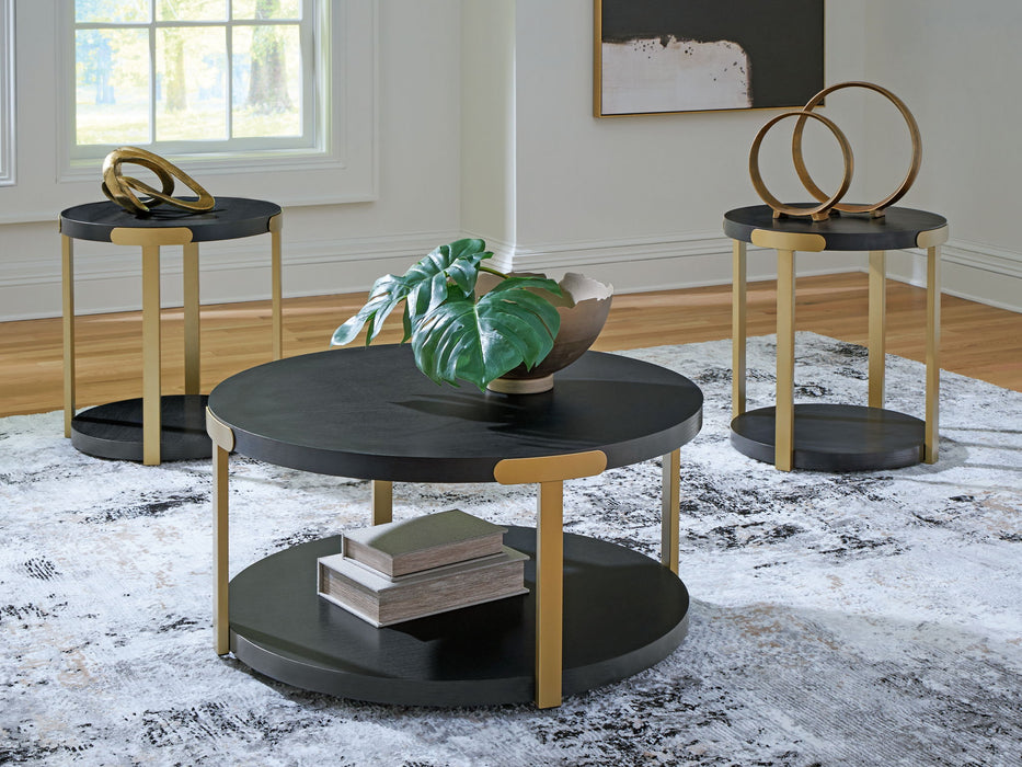 Shylore - Occasional Table Set (Set of 3) - Black / Brass Finish – Table Sets by Signature Design by Ashley® at Furniture Wholesale Plus , Nashville furniture store
