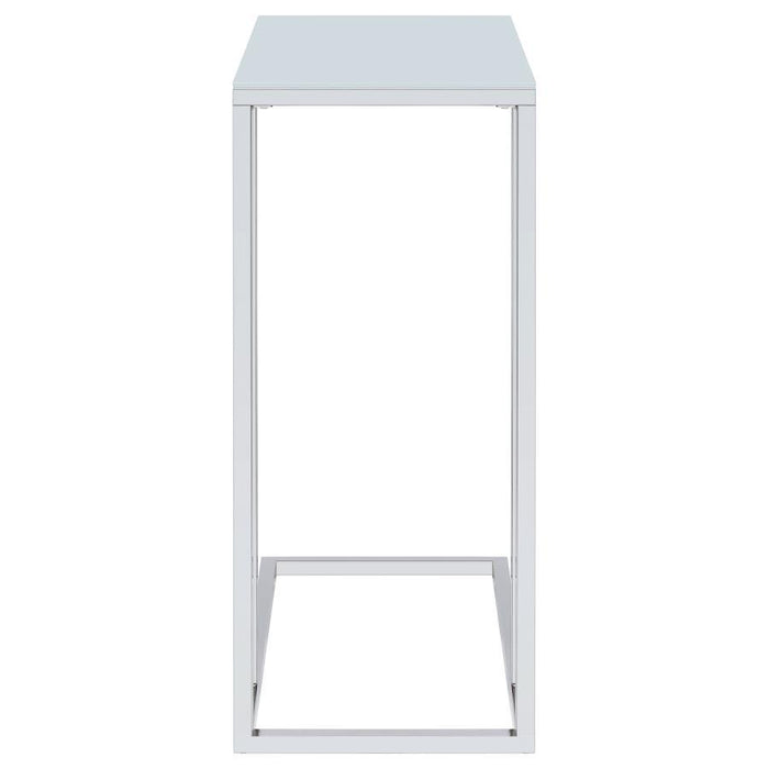 Stella - Glass Top C-Shaped Sofa Side Table - Chrome – Side Tables by CoasterEveryday at Furniture Wholesale Plus , Nashville furniture store