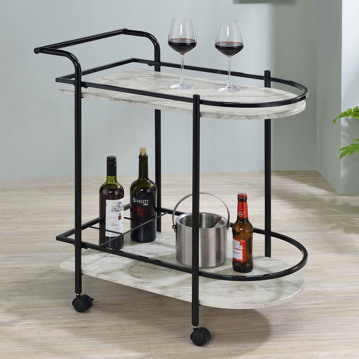 Desiree - 2-Tier Faux Marble Shelf Metal Bar Cart - Premium Bar Carts from CoasterEveryday - Just $159! Shop now at Furniture Wholesale Plus  We are the best furniture store in Nashville, Hendersonville, Goodlettsville, Madison, Antioch, Mount Juliet, Lebanon, Gallatin, Springfield, Murfreesboro, Franklin, Brentwood