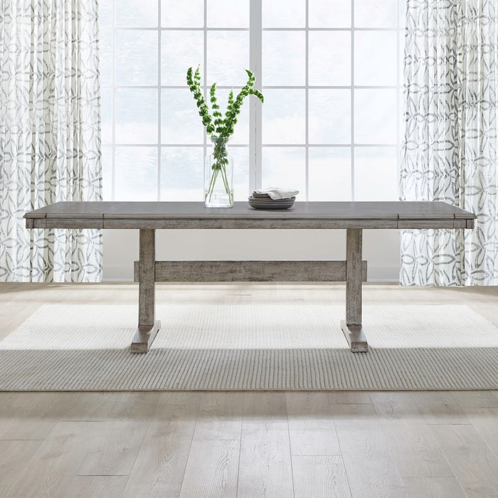 Hallendale - Trestle Table - Gravel Wash – Dining Tables by Liberty Furniture at Furniture Wholesale Plus , Nashville furniture store