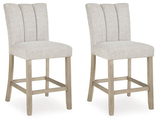 Larawyn - Upholstered Barstool (Set of 2) - Bisque – Stool Sets by Signature Design by Ashley® at Furniture Wholesale Plus , Nashville furniture store