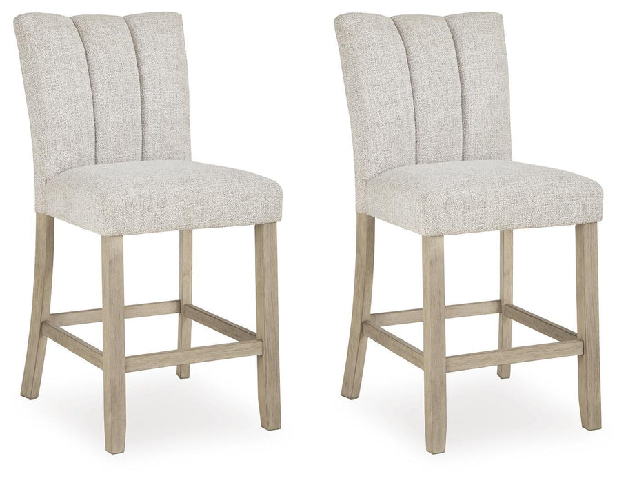 Larawyn - Upholstered Barstool (Set of 2) - Bisque – Stool Sets by Signature Design by Ashley® at Furniture Wholesale Plus , Nashville furniture store