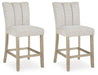 Larawyn - Upholstered Barstool (Set of 2) - Bisque – Stool Sets by Signature Design by Ashley® at Furniture Wholesale Plus , Nashville furniture store