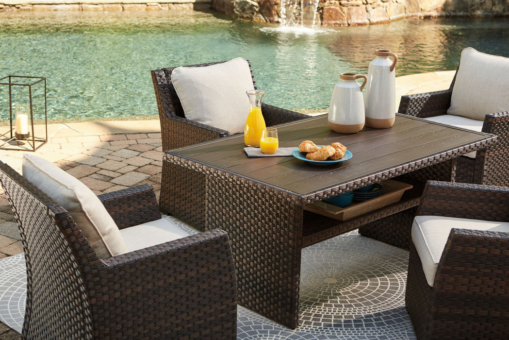 Easy Isle - RECT Multi-Use Table - Dark Brown / Beige – Dining Tables by Signature Design by Ashley® at Furniture Wholesale Plus , Nashville furniture store