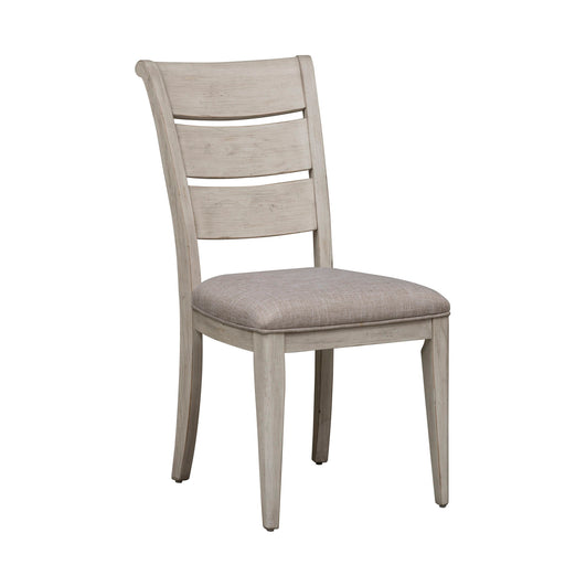 Farmhouse Reimagined - Ladder Back Upholstered Side Chair - Antique White / Chestnut Tops – Side Chairs by Liberty Furniture at Furniture Wholesale Plus , Nashville furniture store