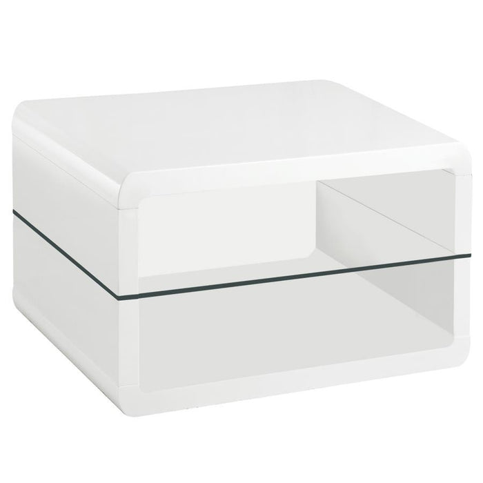 Elana - 1-Shelf Rectangular Side End Table - White High Gloss – End Tables by CoasterEssence at Furniture Wholesale Plus , Nashville furniture store