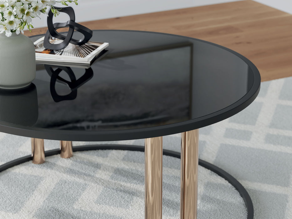 Hannerly - Occasional Table Set (Set of 3) - Black / Gold Finish – Table Sets by Signature Design by Ashley® at Furniture Wholesale Plus , Nashville furniture store