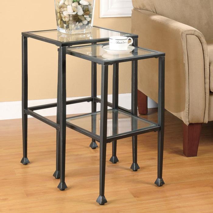 Leilani - 2 Piece Glass Top Nesting Table Set - Black – Nesting Tables by CoasterEssence at Furniture Wholesale Plus , Nashville furniture store