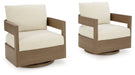 Serene Bay - Dark Brown / White - Swivel Glider Chair With Cushion - Premium Swivel Chairs from Signature Design by Ashley® - Just $928! Shop now at Furniture Wholesale Plus  We are the best furniture store in Nashville, Hendersonville, Goodlettsville, Madison, Antioch, Mount Juliet, Lebanon, Gallatin, Springfield, Murfreesboro, Franklin, Brentwood