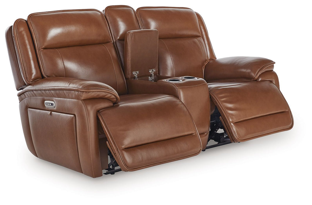 Healy Pier - Power Reclining Loveseat With Console / Adj Headrest - Chocolate – Reclining Loveseats by Signature Design by Ashley® at Furniture Wholesale Plus , Nashville furniture store