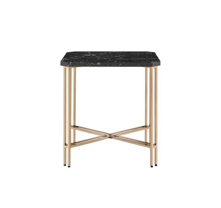 Daxton - Square End Table With Faux Marble Top - Black – End Tables by Steve Silver Furniture at Furniture Wholesale Plus , Nashville furniture store