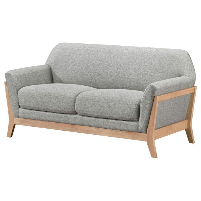 Vaughn - Fabric Upholstered Flared Arm Loveseat - Gray – Stationary Loveseats by Coaster Fine Furniture at Furniture Wholesale Plus , Nashville furniture store