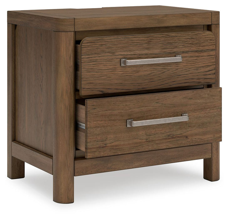 Cabalynn - Two Drawer Night Stand - Light Brown – Nightstands w/ Charging Stations by Signature Design by Ashley® at Furniture Wholesale Plus , Nashville furniture store