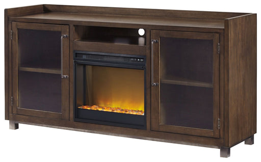 Starmore - 70" TV Stand With Glass/Stone Fireplace Insert - Brown – Fireplace TV Stands by Signature Design by Ashley® at Furniture Wholesale Plus , Nashville furniture store