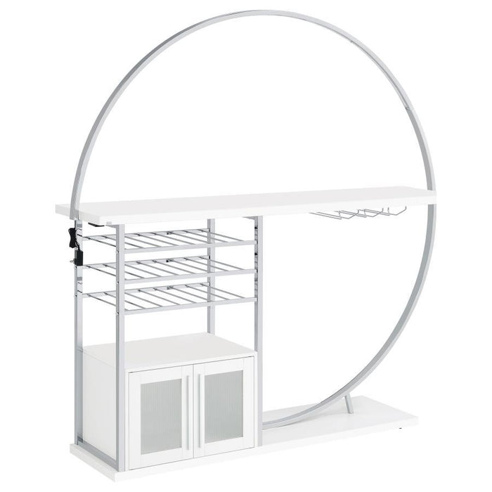 Risley - 2-Door Circular LED Home Bar With Wine Storage - Premium Home Bars from Coaster Fine Furniture - Just $589! Shop now at Furniture Wholesale Plus  We are the best furniture store in Nashville, Hendersonville, Goodlettsville, Madison, Antioch, Mount Juliet, Lebanon, Gallatin, Springfield, Murfreesboro, Franklin, Brentwood