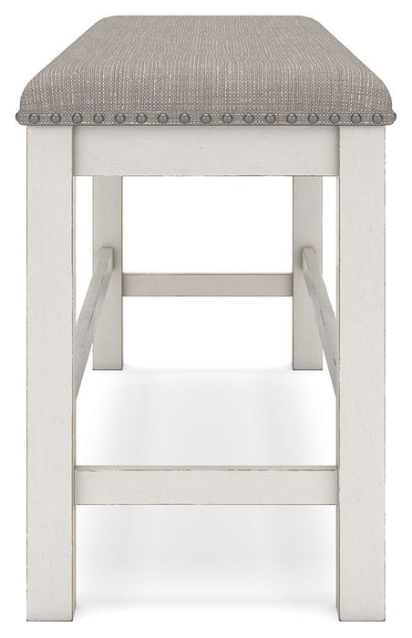 Robbinsdale - Dbl Counter Height Upholstered Dining Bench - Antique White – Counter Benches by Signature Design by Ashley® at Furniture Wholesale Plus , Nashville furniture store