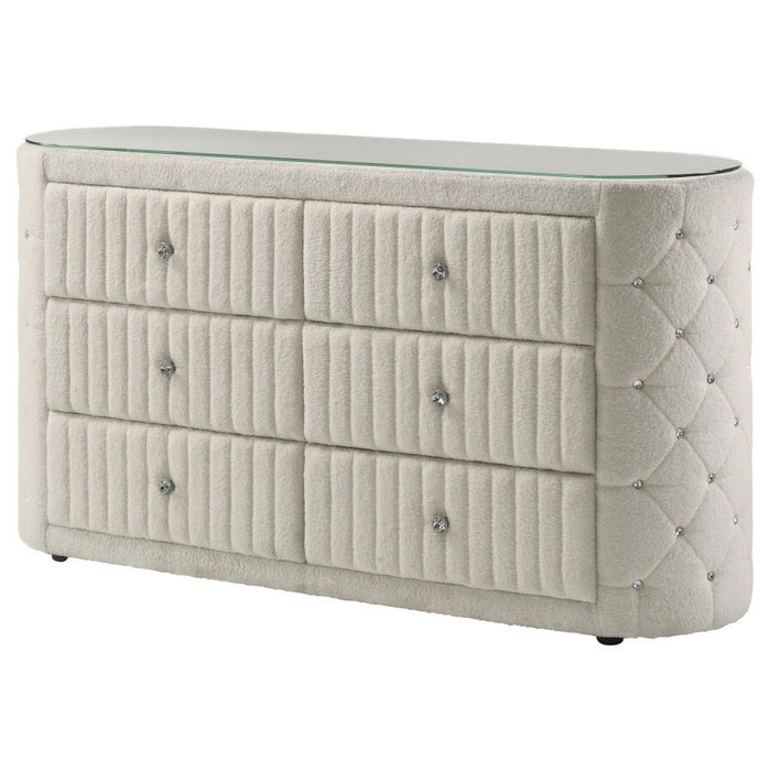Sonya - 6-Drawer Upholstered Bedroom Dresser – Dressers by Coaster Fine Furniture at Furniture Wholesale Plus , Nashville furniture store