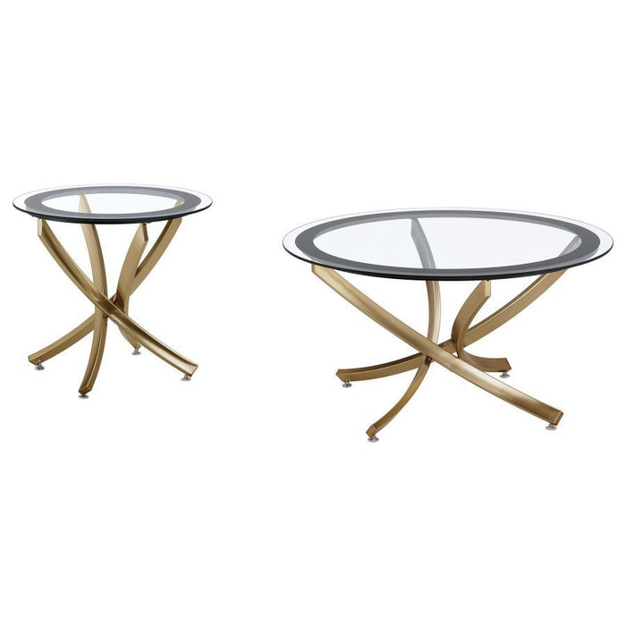 Brooke - Round Glass Top Coffee Table Set – Table Sets by Coaster Fine Furniture at Furniture Wholesale Plus , Nashville furniture store