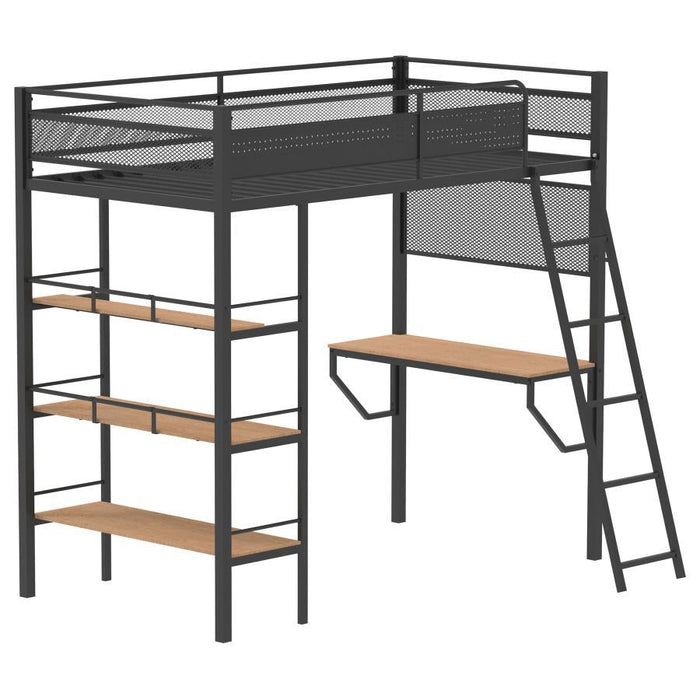 Campus - 3-Shelf Metal Twin Workstation Loft Bed – Loft Beds by Coaster Fine Furniture at Furniture Wholesale Plus , Nashville furniture store