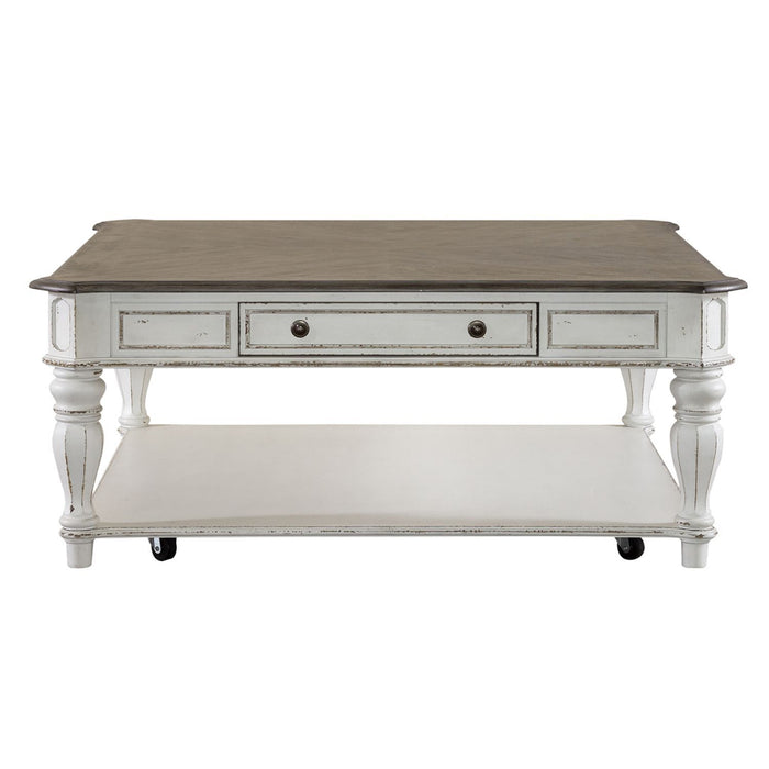 Magnolia Manor - Oversized Square Cocktail Table - Antique White – Cocktail Tables by Liberty Furniture at Furniture Wholesale Plus , Nashville furniture store