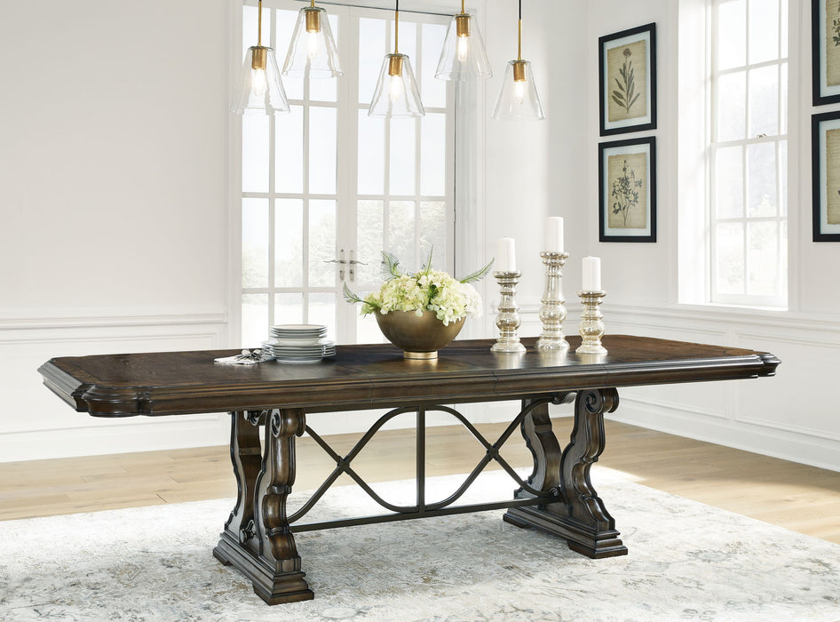 Maylee - Dining Extension Table - Dark Brown – Dining Tables with Extensions by Signature Design by Ashley® at Furniture Wholesale Plus , Nashville furniture store