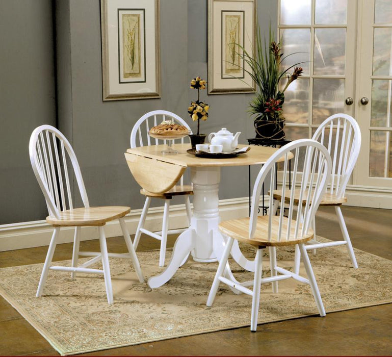 Allison - 5 Piece Round Drop Leaf Dining Table Set - White - Premium 5 Piece Dining Room Sets from CoasterEveryday - Just $599! Shop now at Furniture Wholesale Plus  We are the best furniture store in Nashville, Hendersonville, Goodlettsville, Madison, Antioch, Mount Juliet, Lebanon, Gallatin, Springfield, Murfreesboro, Franklin, Brentwood