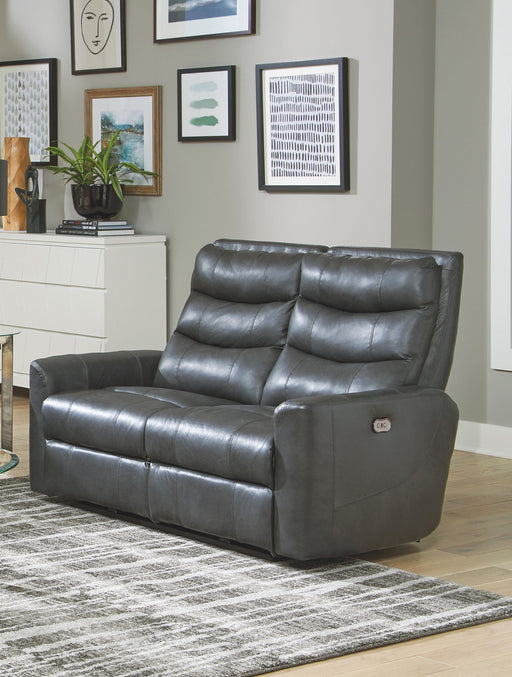 Bosa - Leather Power Reclining Loveseat - Charcoal – Reclining Loveseats by Catnapper at Furniture Wholesale Plus , Nashville furniture store