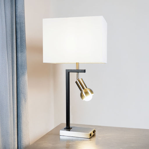 Table Lamp - Black And Brushed Steel - Premium Table Lamps from Crown Mark - Just $89! Shop now at Furniture Wholesale Plus  We are the best furniture store in Nashville, Hendersonville, Goodlettsville, Madison, Antioch, Mount Juliet, Lebanon, Gallatin, Springfield, Murfreesboro, Franklin, Brentwood