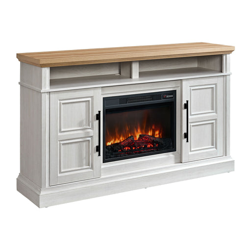 Villa - Console With 23" Fireplace Insert - White & Natural – Fireplace TV Stands by Elements International at Furniture Wholesale Plus , Nashville furniture store