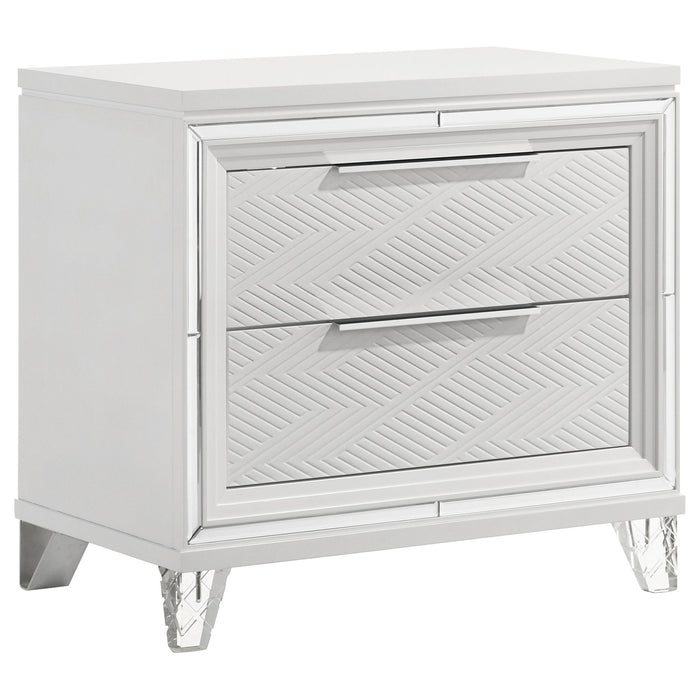 Marmore - 2-Drawer Nightstand Bedside Table - White – Nightstands w/ Charging Stations by Coaster Fine Furniture at Furniture Wholesale Plus , Nashville furniture store