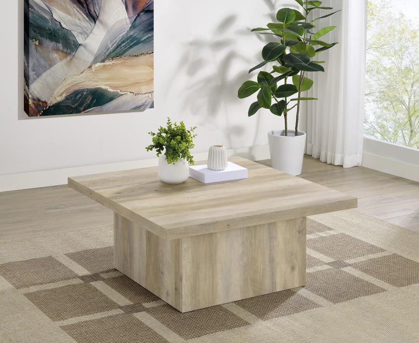 Devar - Square Engineered Wood Coffee Table - Distressed Pine – Coffee Tables by Coaster Fine Furniture at Furniture Wholesale Plus , Nashville furniture store