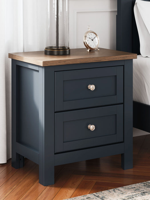 Landocken - Two Drawer Night Stand - Brown / Blue – Accent Nightstands by Signature Design by Ashley® at Furniture Wholesale Plus , Nashville furniture store